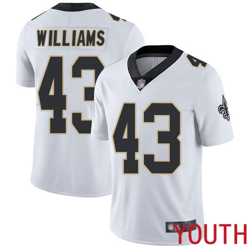 New Orleans Saints Limited White Youth Marcus Williams Road Jersey NFL Football #43 Vapor Untouchable Jersey->youth nfl jersey->Youth Jersey